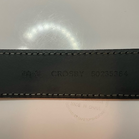 BOSS Hugo Boss Black Pebbled Leather Belt Size 38 w/ Gunmetal buckle - Picture 8 of 10